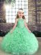 Apple Green Organza Lace Up Scoop Sleeveless Floor Length Pageant Dress Toddler Beading and Ruffles