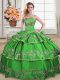 Ball Gowns Vestidos de Quinceanera Green Sweetheart Satin and Organza Sleeveless Floor Length Lace Up