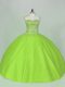 Tulle Sweetheart Sleeveless Lace Up Beading 15th Birthday Dress in