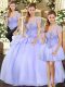 Floor Length Three Pieces Sleeveless Lavender Sweet 16 Dress Lace Up