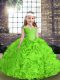 Organza Lace Up Pageant Dresses Sleeveless Floor Length Beading and Ruffles