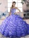 Exquisite Sweetheart Sleeveless Brush Train Lace Up Sweet 16 Dresses Lavender Organza