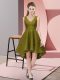 Olive Green Sleeveless Lace High Low Quinceanera Dama Dress