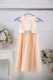 Noble Lace and Belt Flower Girl Dress Peach Zipper Sleeveless Floor Length