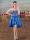 Sweetheart Sleeveless Prom Party Dress High Low Embroidery Royal Blue Taffeta