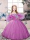 Super Lilac Lace Up Straps Beading Little Girls Pageant Dress Tulle Sleeveless
