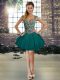 Designer Beading Prom Party Dress Dark Green Lace Up Sleeveless Mini Length