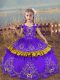 Fashionable Lavender Lace Up Child Pageant Dress Beading and Embroidery Sleeveless Floor Length