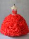 Pick Ups and Hand Made Flower Quinceanera Dresses Red Lace Up Sleeveless Floor Length