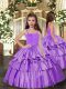 Super Lavender Little Girls Pageant Dress Wholesale Party and Sweet 16 and Wedding Party with Ruffled Layers Straps Sleeveless Lace Up
