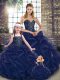 Ball Gowns Quinceanera Dress Navy Blue Sweetheart Tulle Sleeveless Floor Length Lace Up