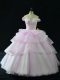 Classical Brush Train Ball Gowns 15th Birthday Dress Lilac Off The Shoulder Organza Sleeveless Lace Up