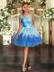 Custom Design Multi-color Scoop Neckline Lace and Ruffles Party Dress for Girls Sleeveless Backless