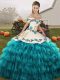 Free and Easy Floor Length Ball Gowns Sleeveless Teal Vestidos de Quinceanera Lace Up