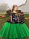 Straps Sleeveless Lace Up Little Girls Pageant Gowns Green Organza