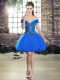 Elegant Blue Prom and Party with Beading Off The Shoulder Sleeveless Lace Up