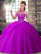 Ball Gowns Sleeveless Purple Quinceanera Dress Brush Train Lace Up