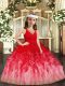 Simple Red and Multi-color Ball Gowns Ruffles Kids Formal Wear Zipper Tulle Sleeveless Floor Length