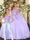 Decent Organza Sweetheart Sleeveless Lace Up Beading 15 Quinceanera Dress in Lavender