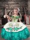 Turquoise Lace Up Little Girls Pageant Dress Beading and Embroidery and Ruffles Sleeveless Floor Length