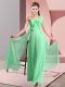 Free and Easy Green Lace Up Bridesmaid Dress Hand Made Flower Sleeveless Floor Length