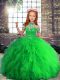 New Style Ball Gowns Tulle High-neck Sleeveless Beading and Ruffles Floor Length Lace Up Pageant Dress for Teens