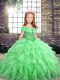 Ball Gowns Beading and Ruffles Kids Pageant Dress Lace Up Organza Sleeveless Floor Length
