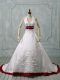 White Halter Top Neckline Beading and Embroidery Bridal Gown Sleeveless Lace Up