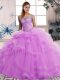 Flirting Off The Shoulder Sleeveless Lace Up Sweet 16 Dress Lilac Tulle