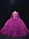 High End Floor Length Ball Gowns Long Sleeves Purple Vestidos de Quinceanera Lace Up