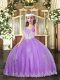 Enchanting Straps Sleeveless Tulle Little Girl Pageant Gowns Appliques Lace Up