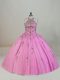 On Sale Ball Gowns Sleeveless Rose Pink Sweet 16 Quinceanera Dress Brush Train Lace Up