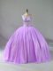 Gorgeous Lavender Lace Up Scoop Beading Quinceanera Dresses Tulle Sleeveless