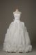 Ideal Sweetheart Sleeveless Fabric With Rolling Flowers Wedding Dresses Belt Brush Train Lace Up