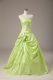 Superior Beading and Hand Made Flower Quinceanera Dress Yellow Green Lace Up Sleeveless Floor Length