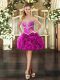 Edgy Mini Length Ball Gowns Sleeveless Fuchsia Evening Dress Lace Up