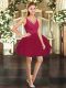 Sleeveless Mini Length Ruffles Backless Party Dress for Girls with Wine Red
