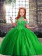 Ball Gowns Tulle High-neck Sleeveless Beading Floor Length Lace Up Little Girls Pageant Dress