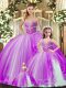 Simple Ball Gowns Ball Gown Prom Dress Lavender Sweetheart Tulle Sleeveless Floor Length Lace Up