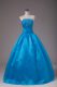 Organza Strapless Sleeveless Lace Up Beading Sweet 16 Dress in Blue
