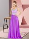 Ideal Asymmetrical Backless Prom Evening Gown Purple for Prom and Party and Military Ball with Beading and Lace
