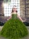 Floor Length Ball Gowns Sleeveless Olive Green Pageant Dresses Lace Up