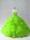Ball Gowns Organza Sweetheart Sleeveless Beading and Ruffles Floor Length Lace Up Vestidos de Quinceanera