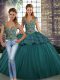 Eye-catching Straps Sleeveless Tulle Quinceanera Dresses Beading and Appliques Lace Up