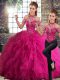 Extravagant Fuchsia Sleeveless Floor Length Beading and Ruffles Lace Up Quinceanera Gowns