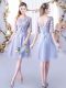 Most Popular Lace Bridesmaid Dresses Grey Lace Up Half Sleeves Mini Length