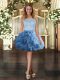 Adorable Blue Zipper Party Dress for Toddlers Lace Sleeveless Mini Length