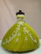 Low Price Floor Length Olive Green Sweet 16 Quinceanera Dress Strapless Sleeveless Lace Up