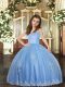 Baby Blue Pageant Gowns For Girls Party and Wedding Party with Appliques Straps Sleeveless Lace Up