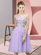 Lavender Tulle Lace Up Sweetheart Sleeveless Knee Length Quinceanera Dama Dress Appliques